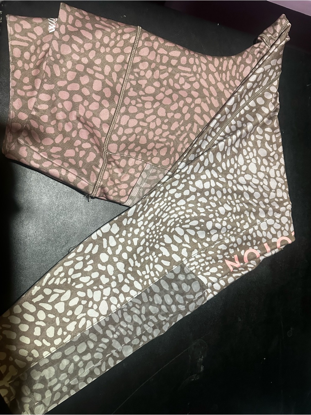 Peloton pink and tan active leggings